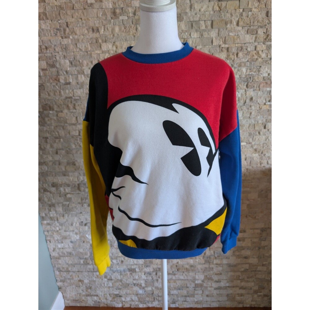 Disney Mickey & Co Colorblock Crewneck Sweatshirt Oversized Retro Unisex XS